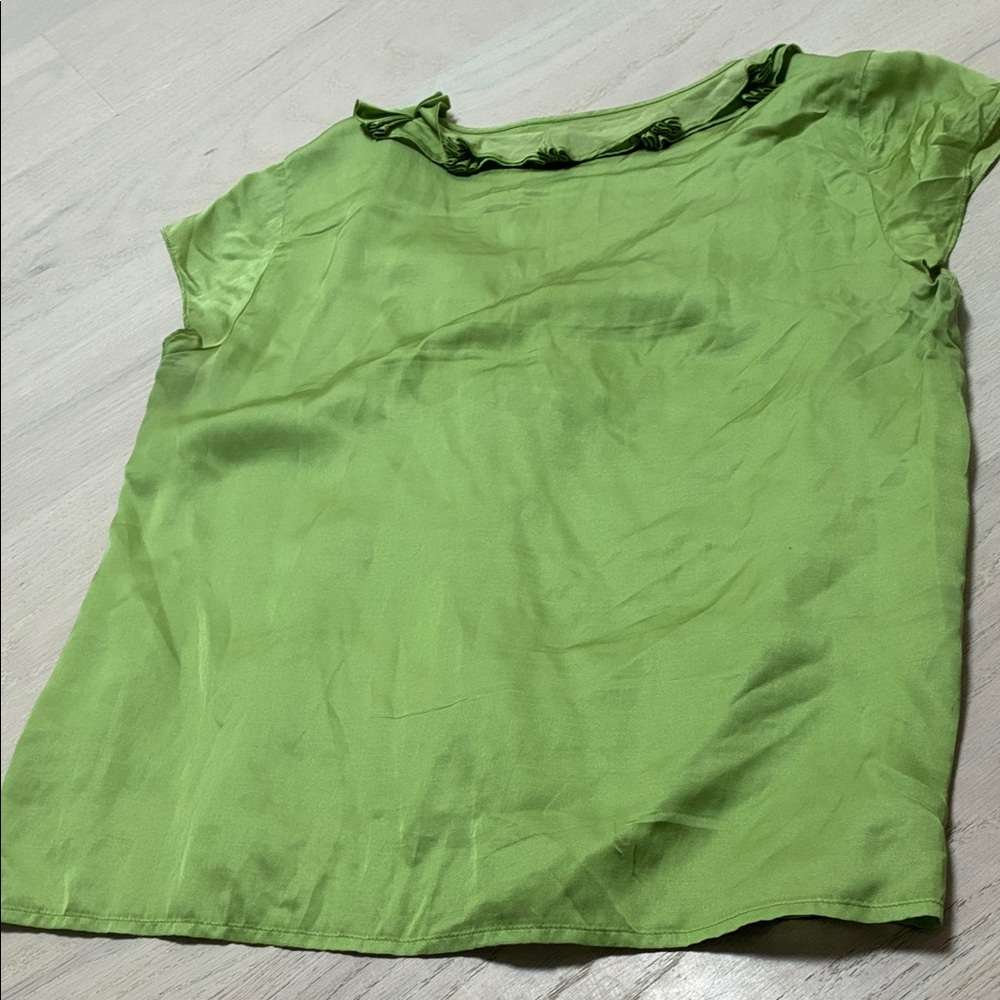 Talbots Lime Green Ruffled Blouse - Picture 2 of 2